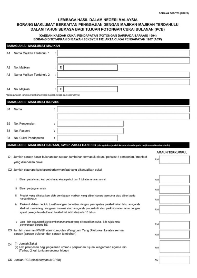 Form TP3 / Borang TP3 2020 - 1