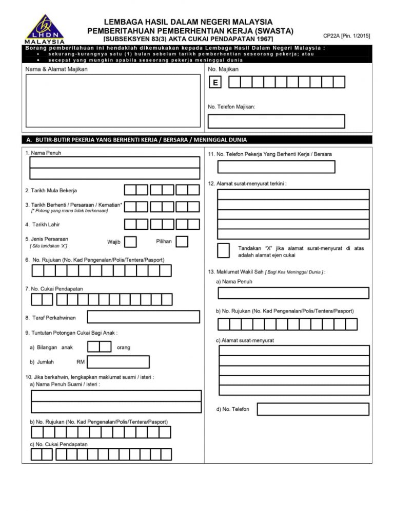 Form CP22A / Borang CP22A - 1