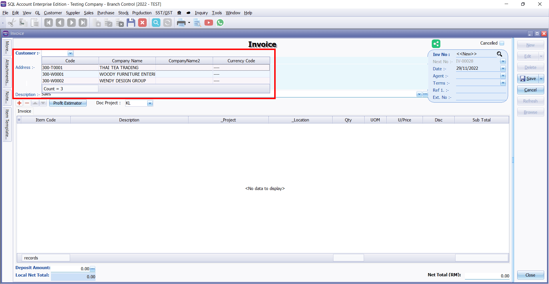 SQL Accounting Software - Branch Control on Customer List